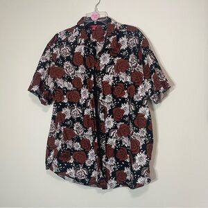 Guess Black and Brown Floral Men's Shirt ~ Size XXL~ Tropical or Resort Wear